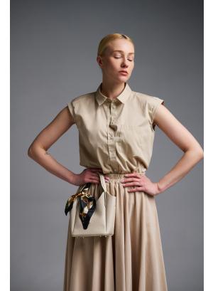 Μπεζ αμάνικο Πουκάμισο ποπλίνα Emme Marella - 55995