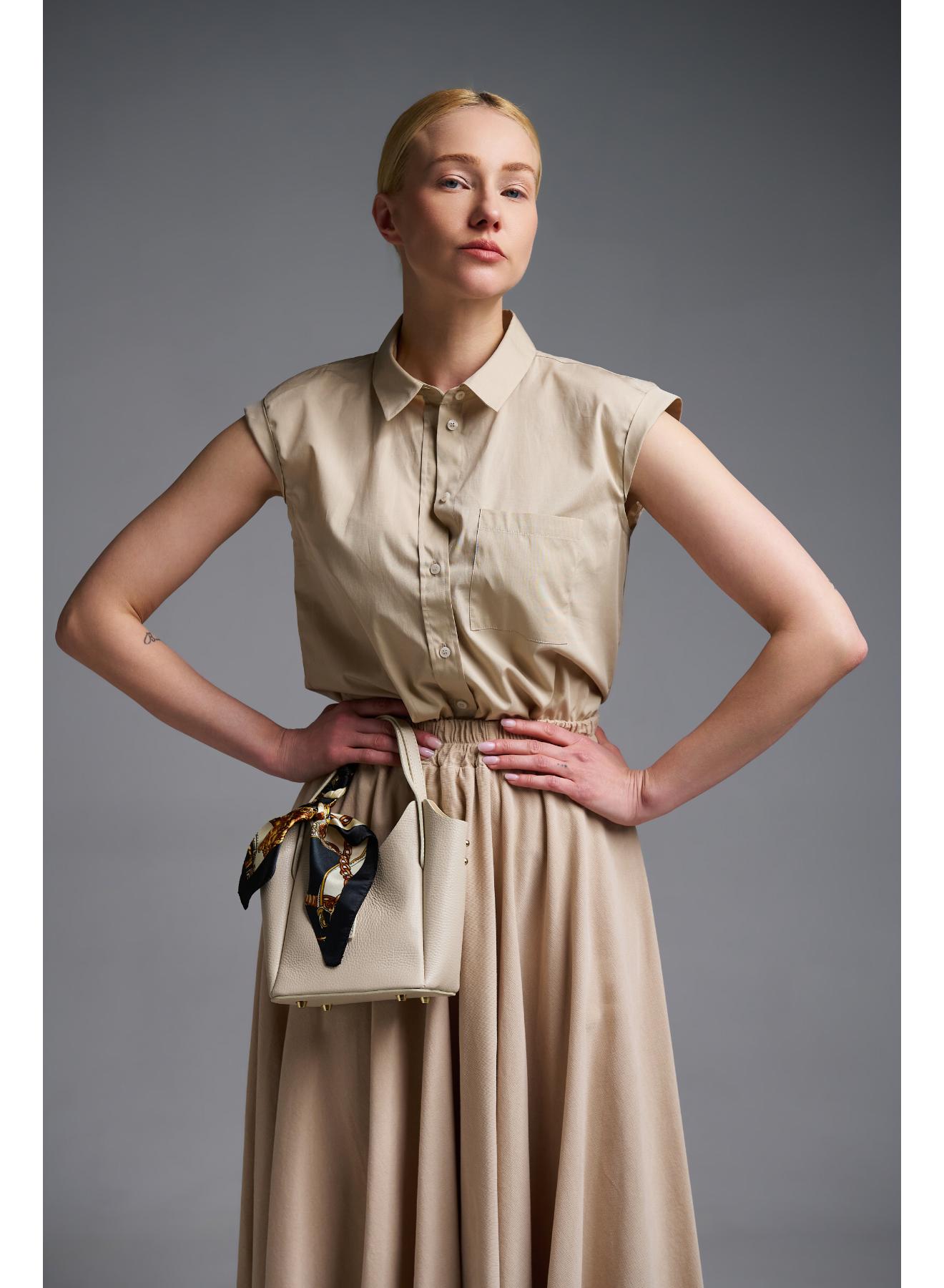 Beige corduroy Skirt with pockets and with with elasticated waistband Valentina Milano - 2