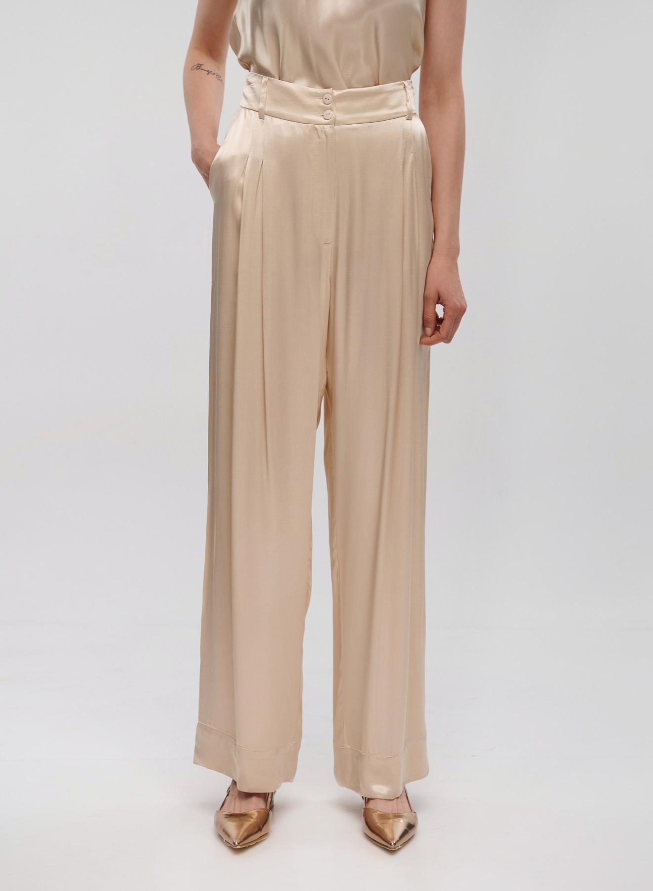 Champagne silky touch Trousers with buttons Archaic Kori - 3