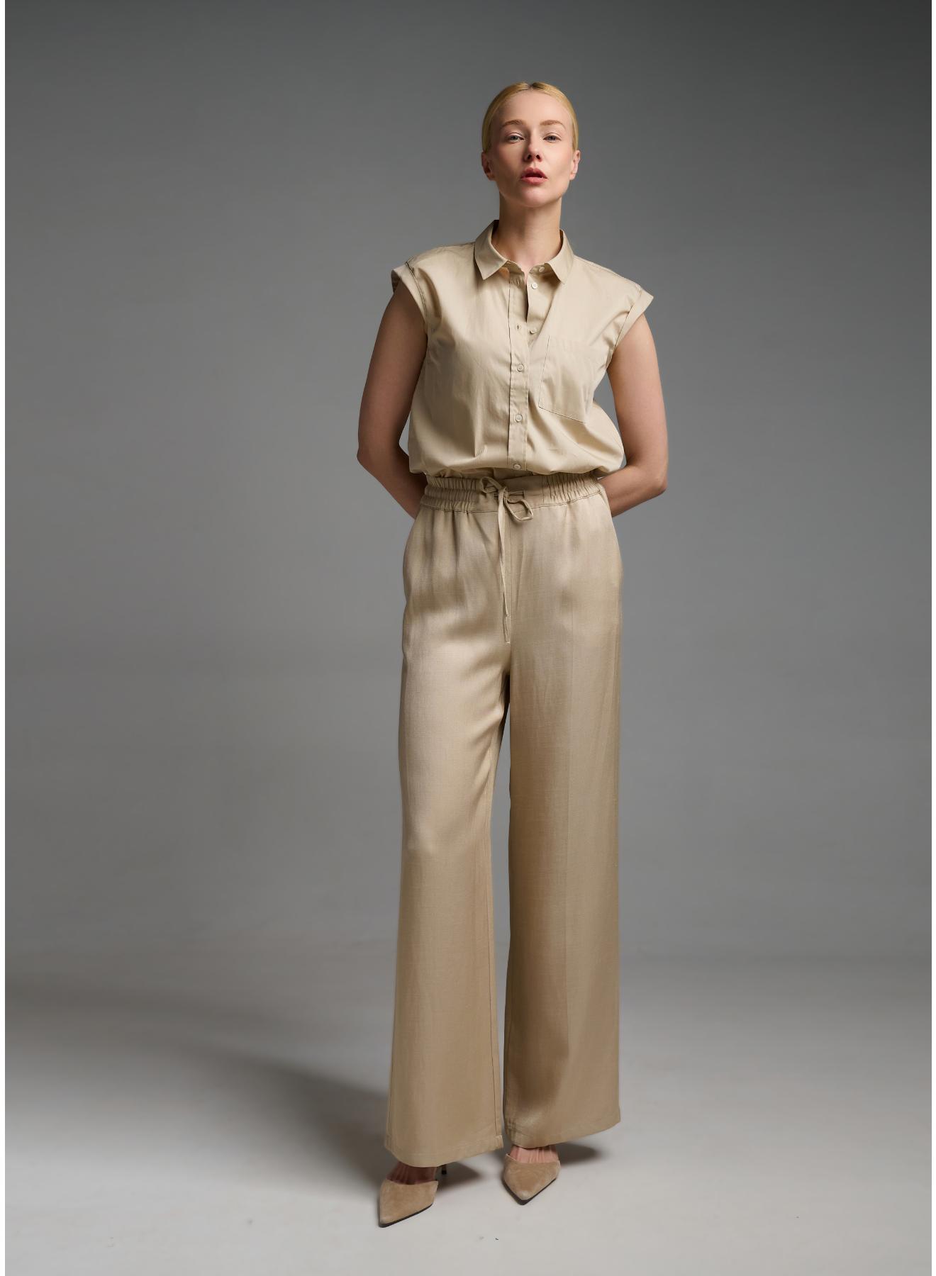 Beige straight fit Trousers with drawstring Emme Marella - 1