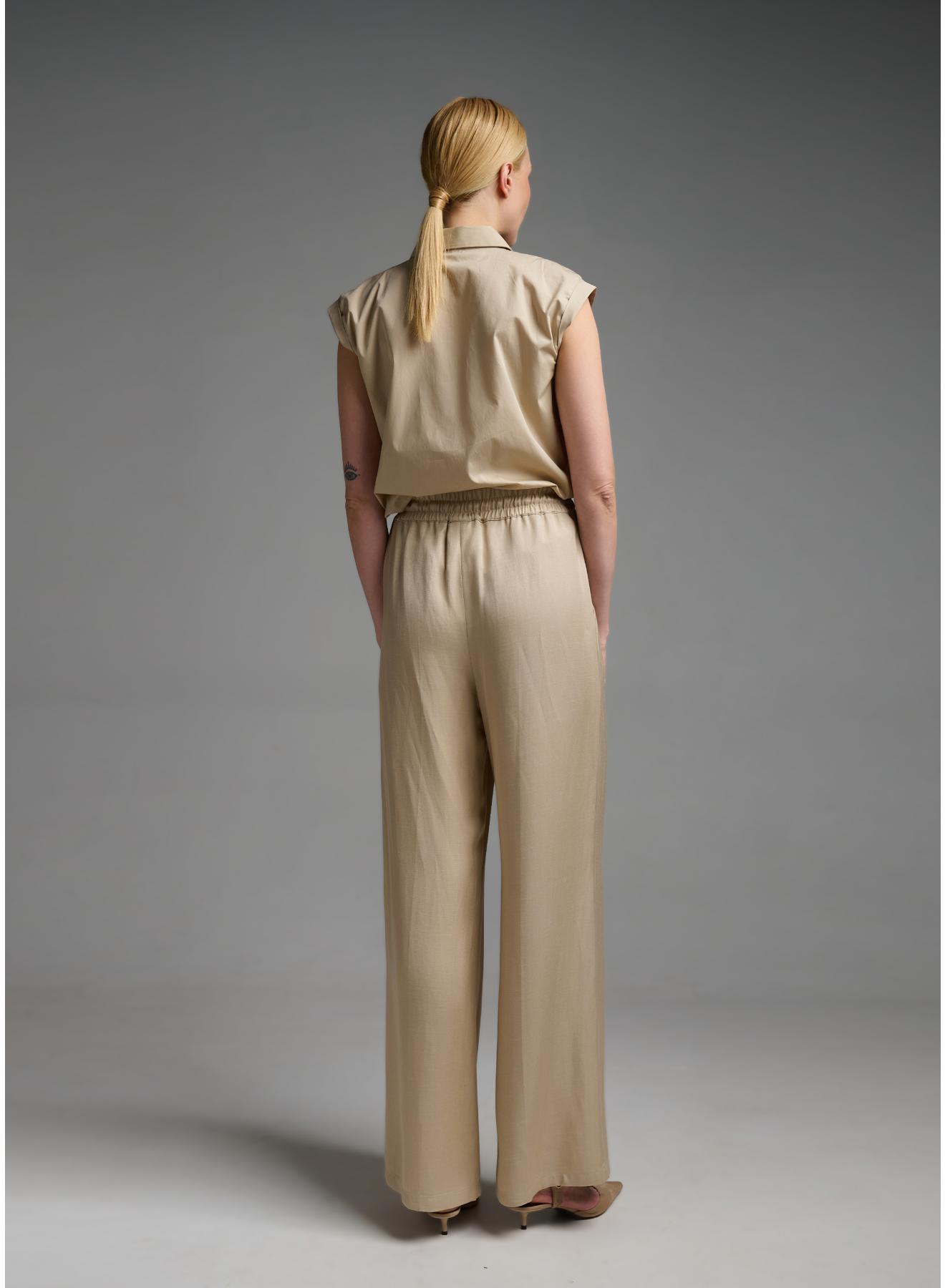 Beige straight fit Trousers with drawstring Emme Marella - 3