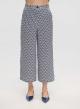 Navy Blue wide legs, geometric Patterned twill cropped Trousers Emme Marella-5