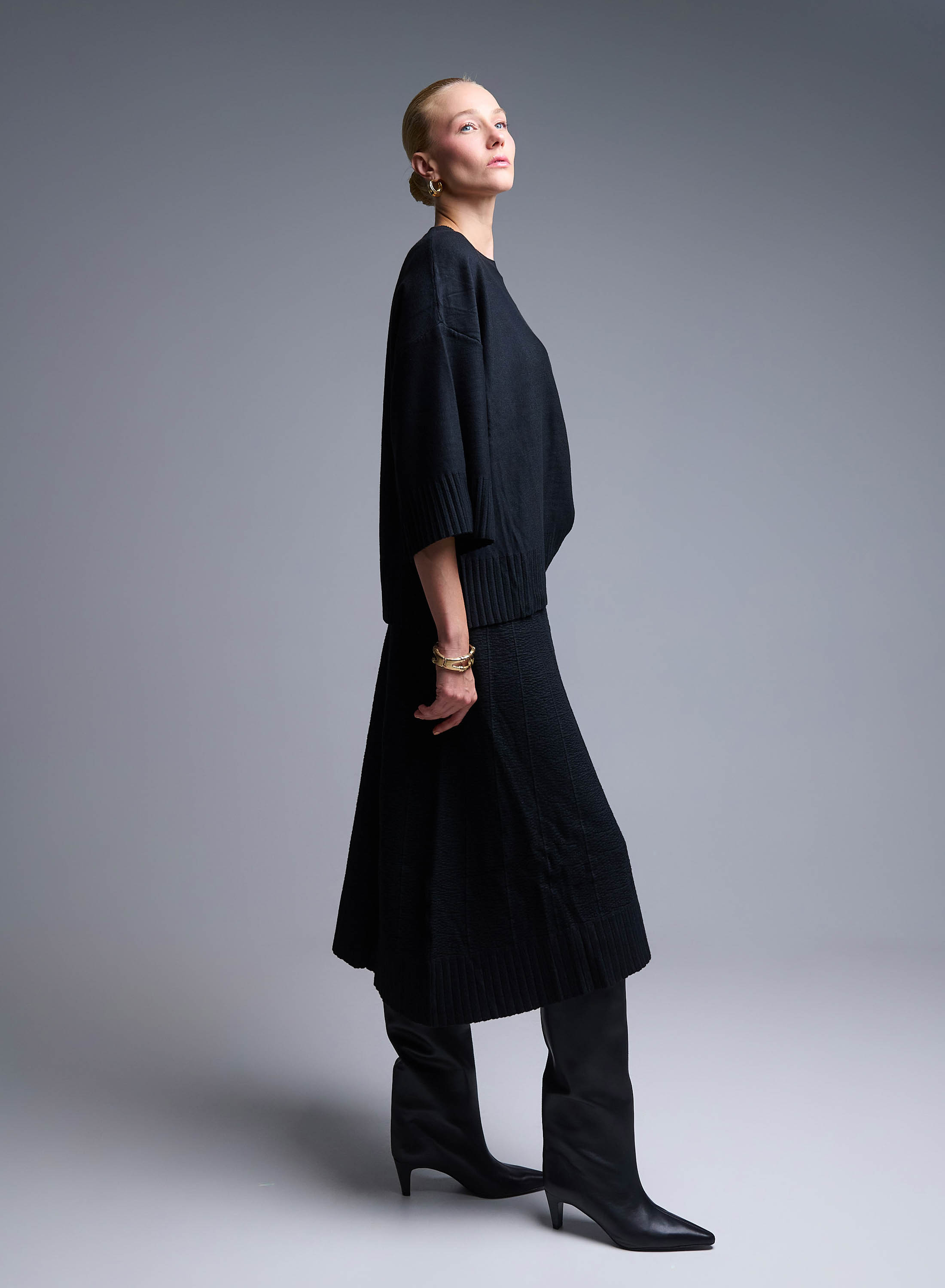 Black Blouse and Skirt Set Lara - 0