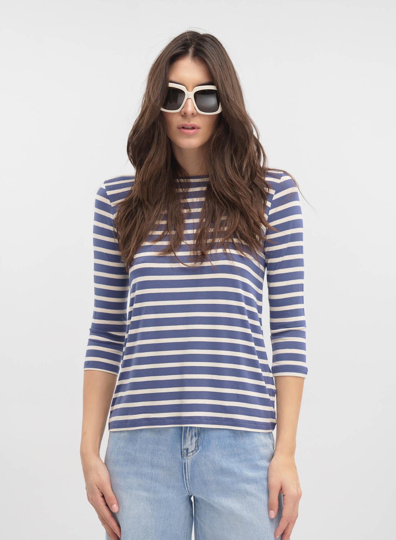 Blue-White striped Blouse with three quarters sleeves Emme Marella - 1