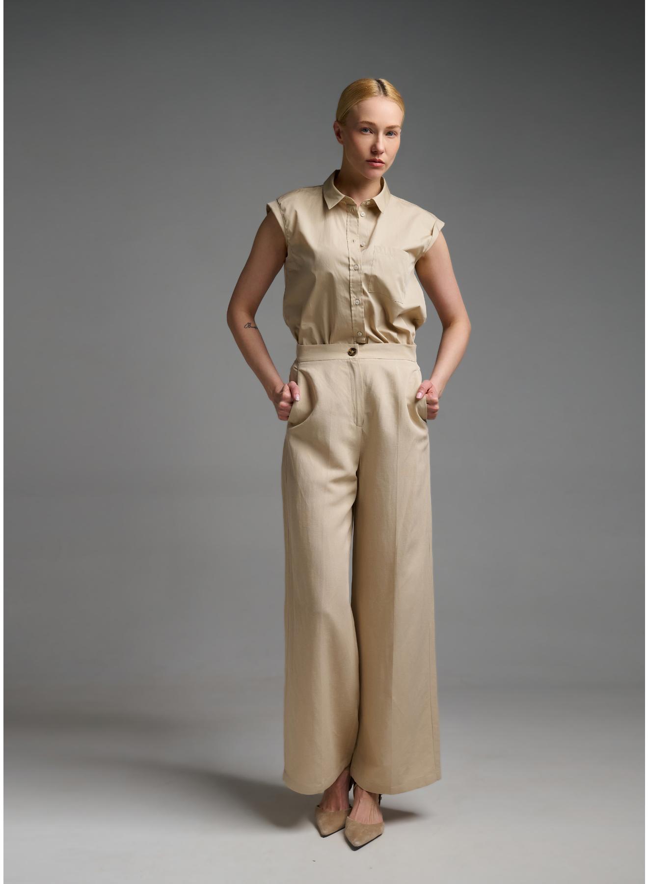 Beige straight fit Trousers Emme Marella - 1