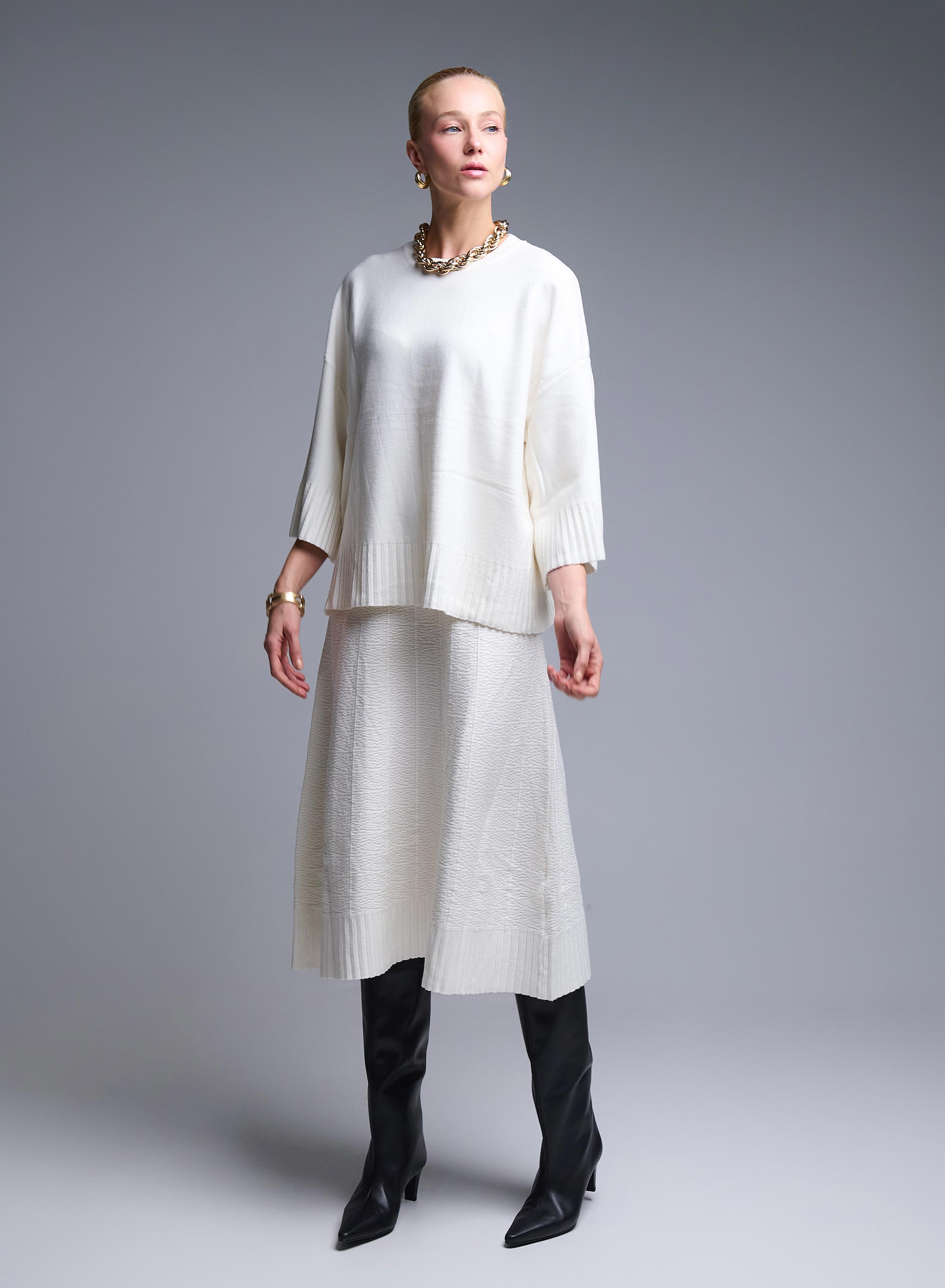 Ecru Blouse and Skirt Set Lara - 3