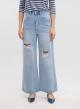 Light Blue wide legs Denim Trousers with rips Lara - 1