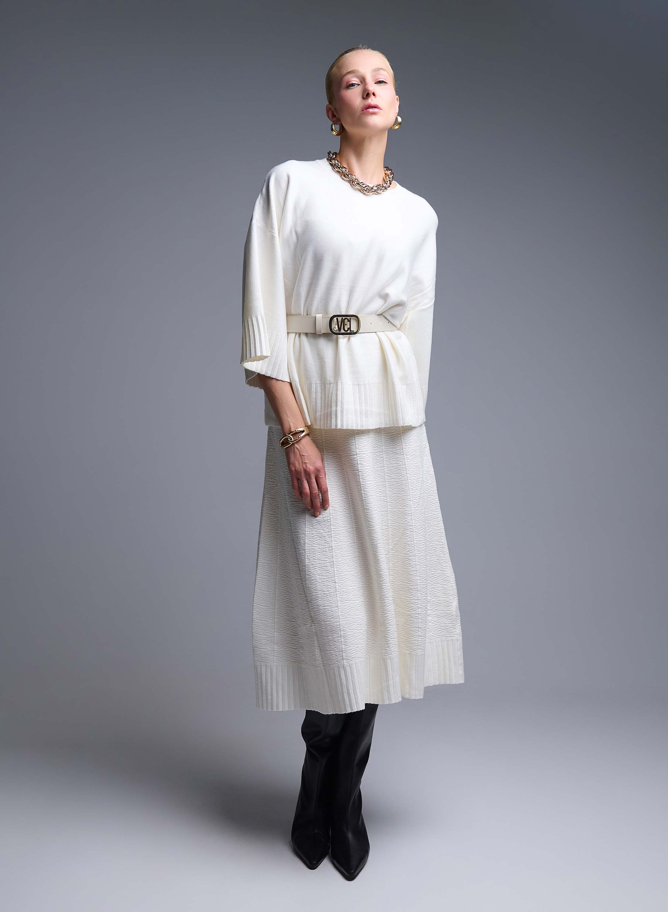 Ecru Blouse and Skirt Set Lara - 5