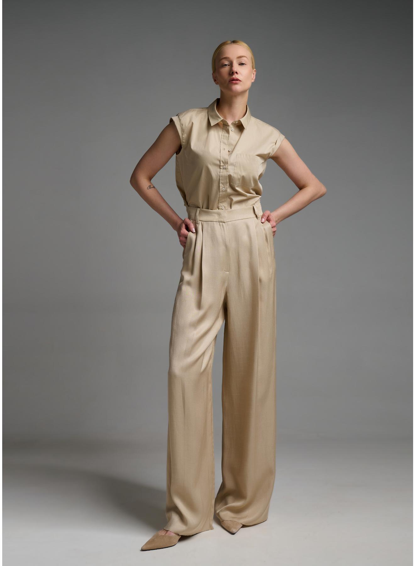 Beige wide legs Trousers with pleats Emme Marella - 1