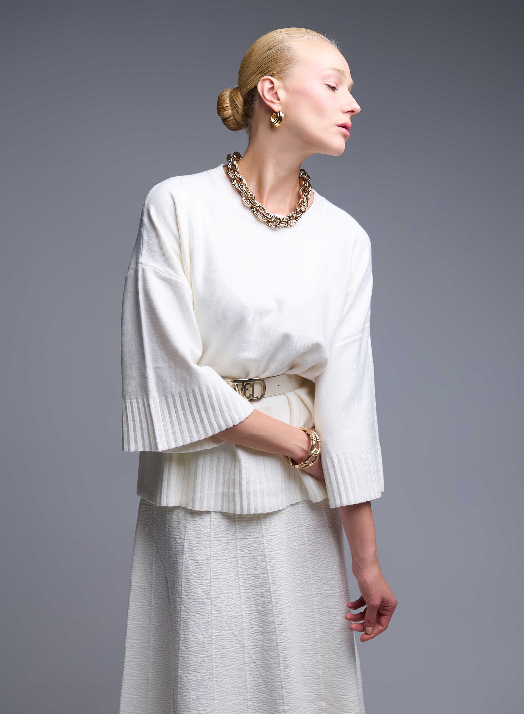 Ecru Blouse and Skirt Set Lara - 1