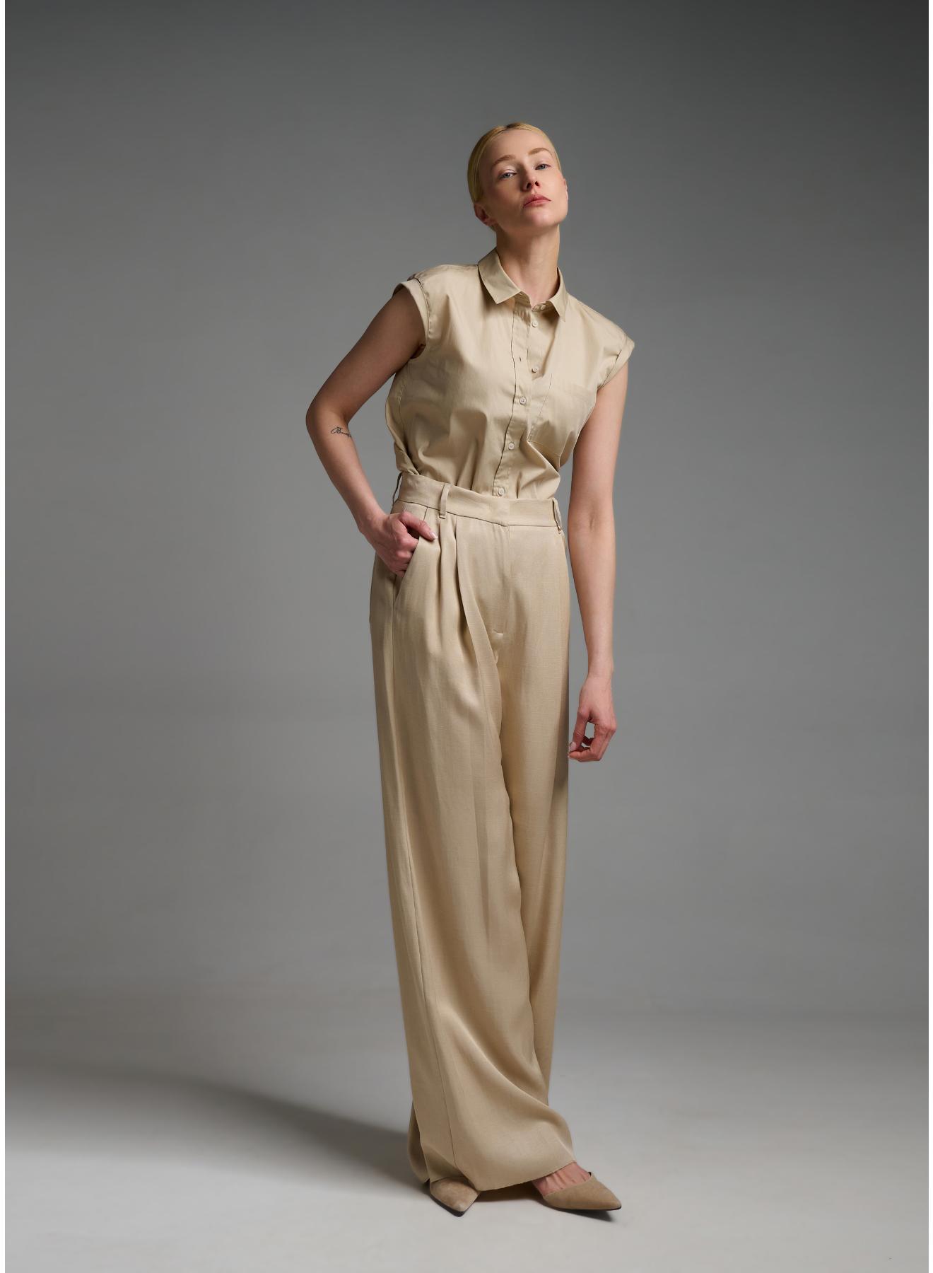 Beige wide legs Trousers with pleats Emme Marella - 2