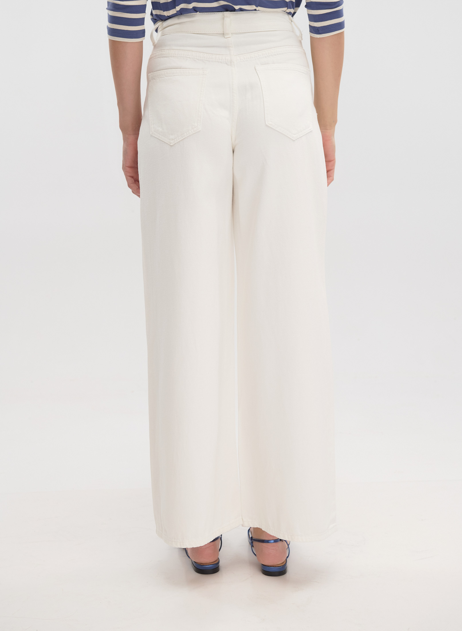 Off White wide legs Denim Trousers with rips Lara - 4