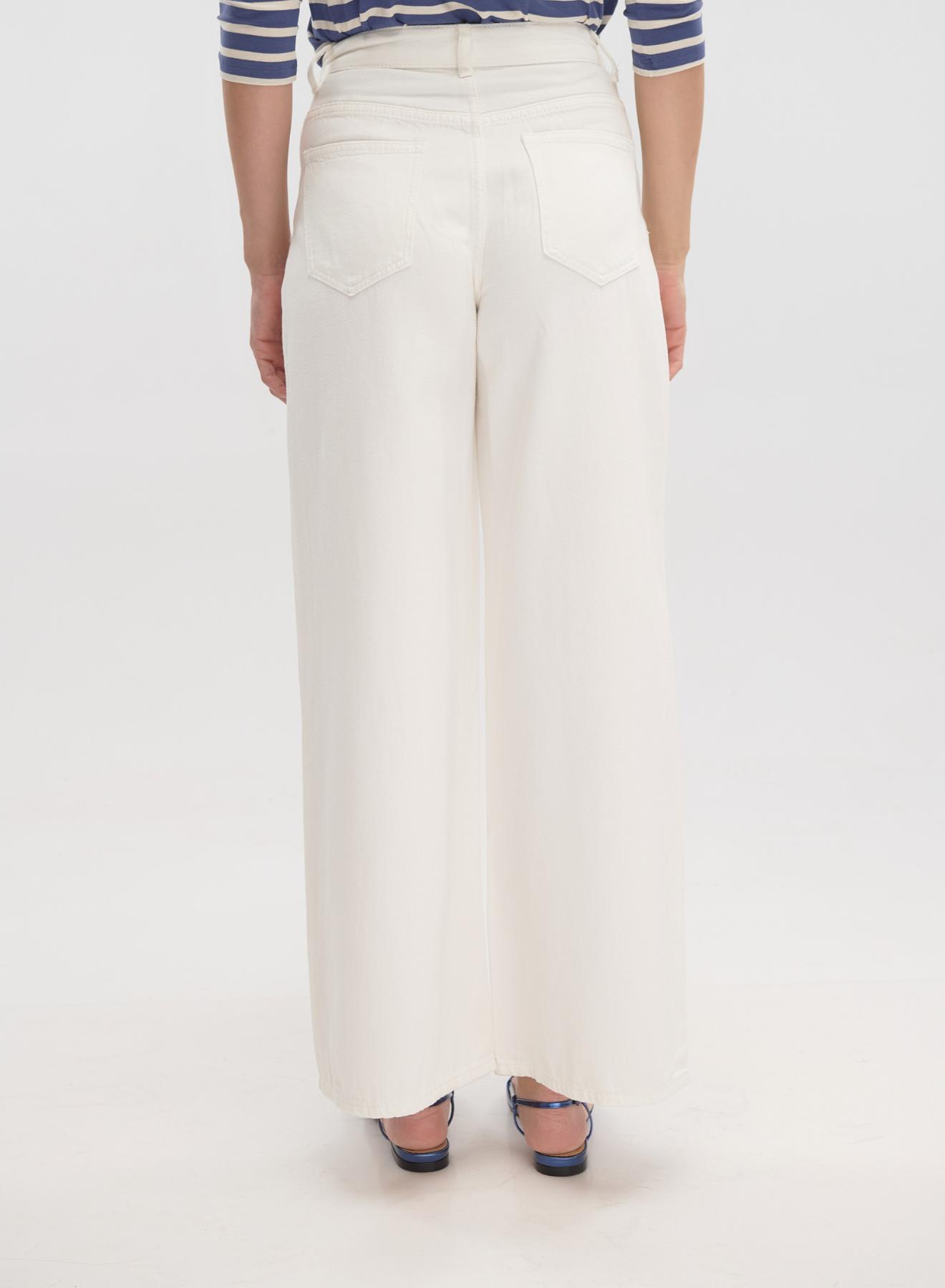 Off White wide legs Denim Trousers with rips Lara - 5