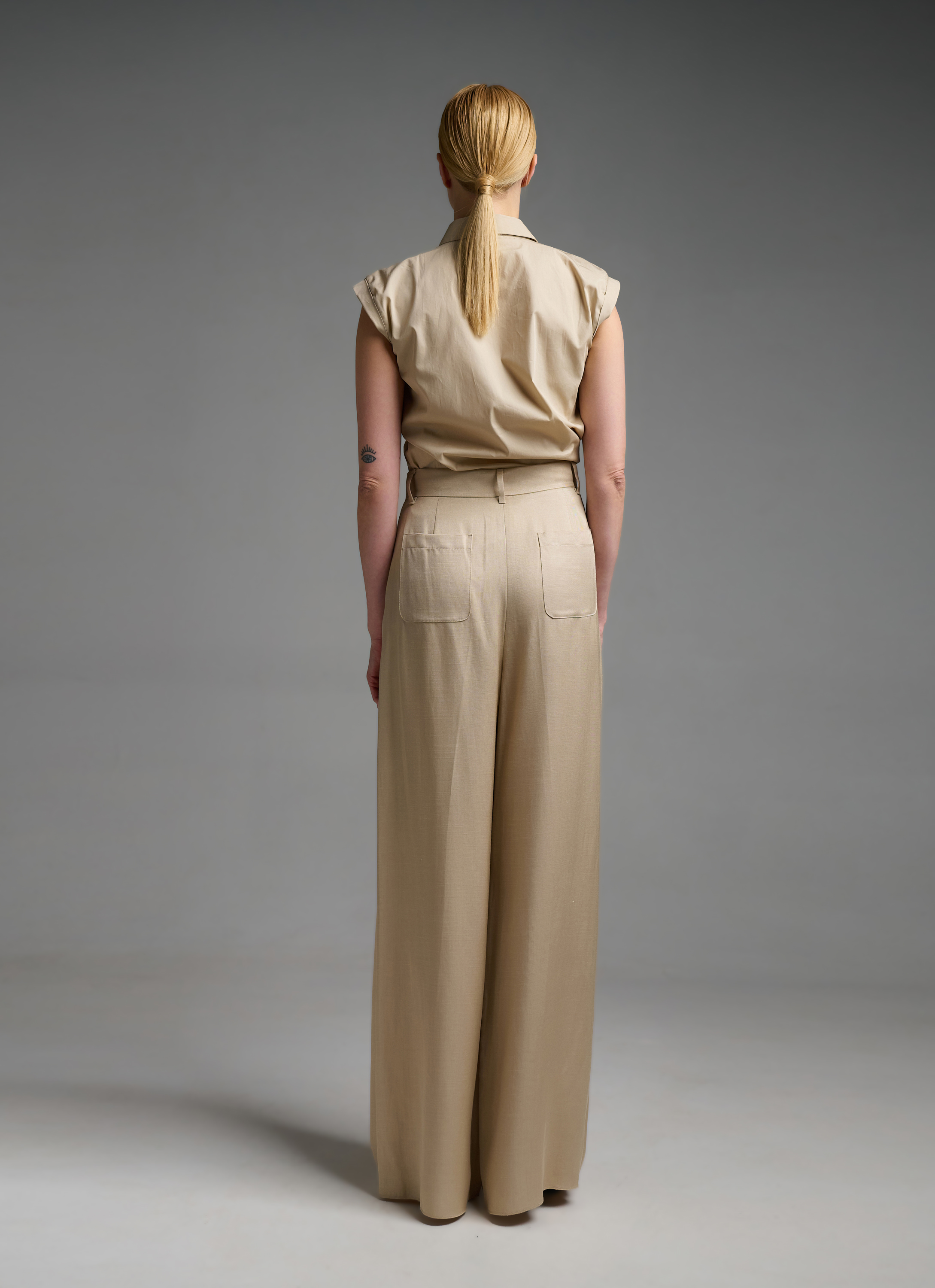 Beige wide legs Trousers with pleats Emme Marella - 2