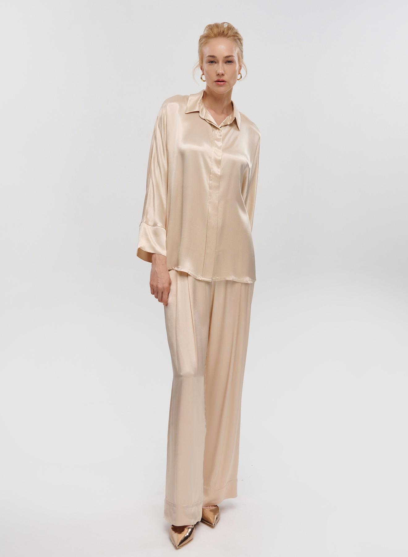 Champagne silky touch Shirt with long sleeves Greek Archaic Kori - 2