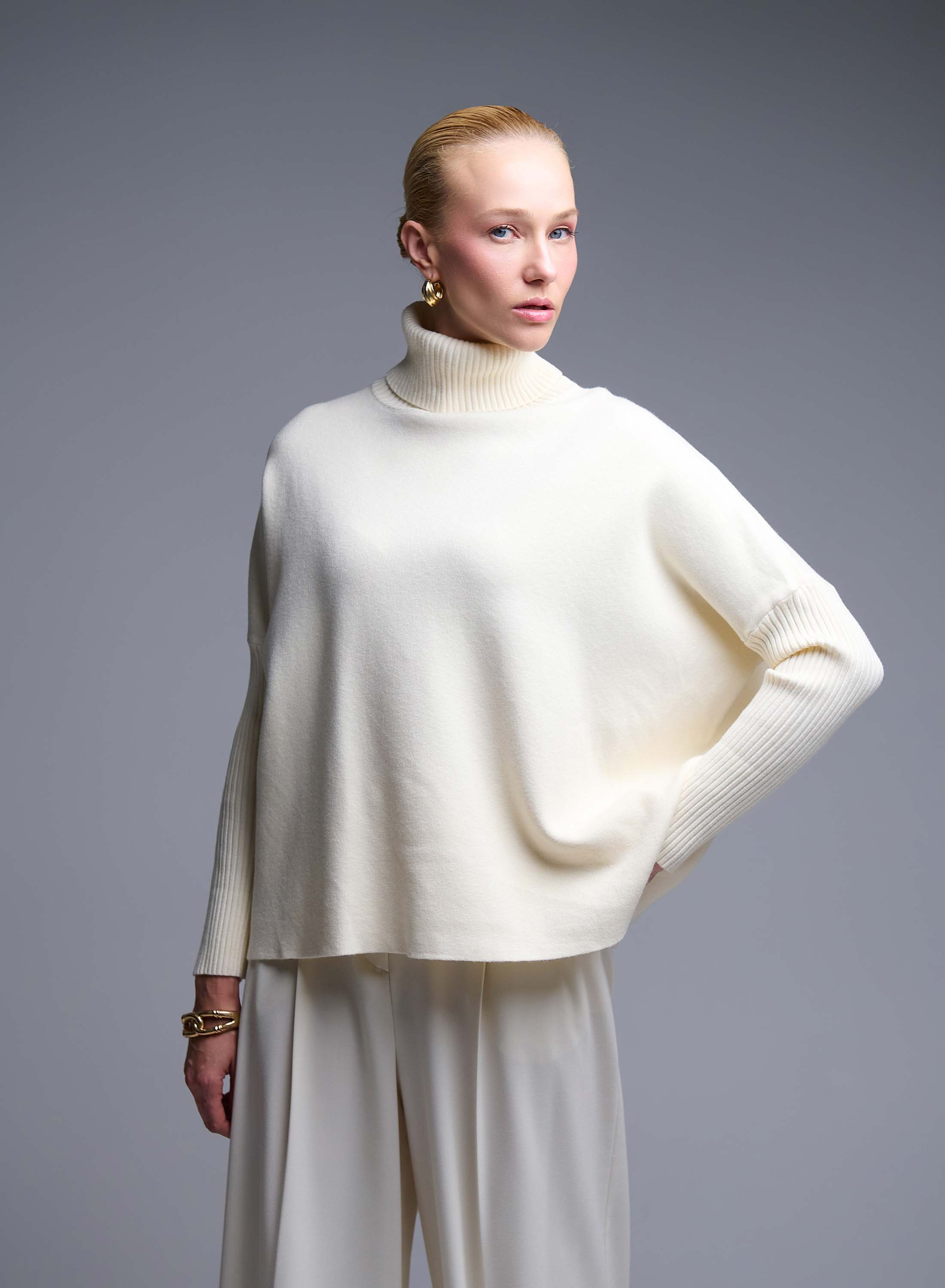 Εκρού Πουλόβερ ζιβάγκο Valentina Milano - 4