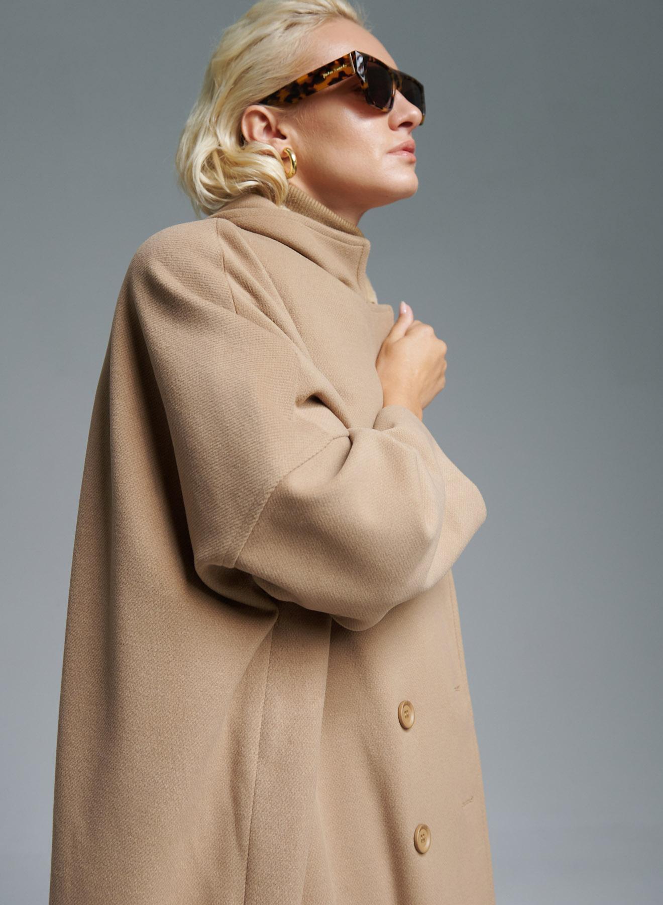 Camel double breasted Coat with wide lapels Imperial - 4