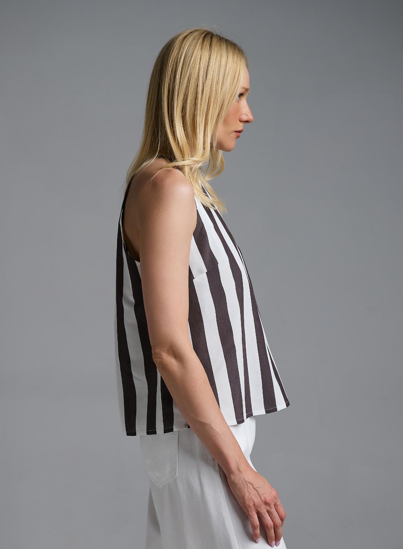 White-Blue striped Top with straps Motel - 2