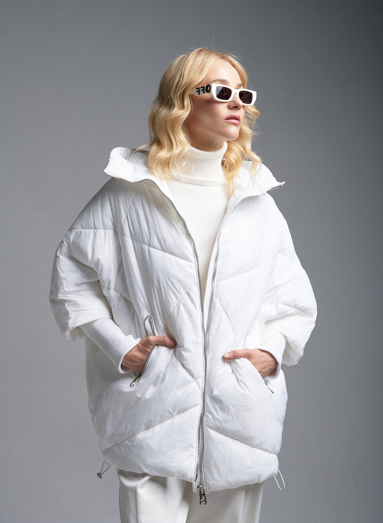 White puffer Jacket with hood Fly Luxury - 2