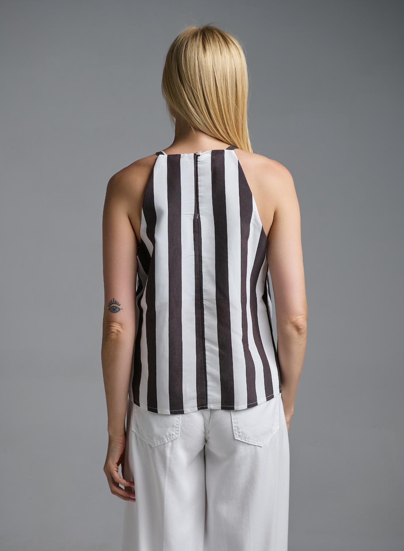 White-Blue striped Top with straps Motel - 3
