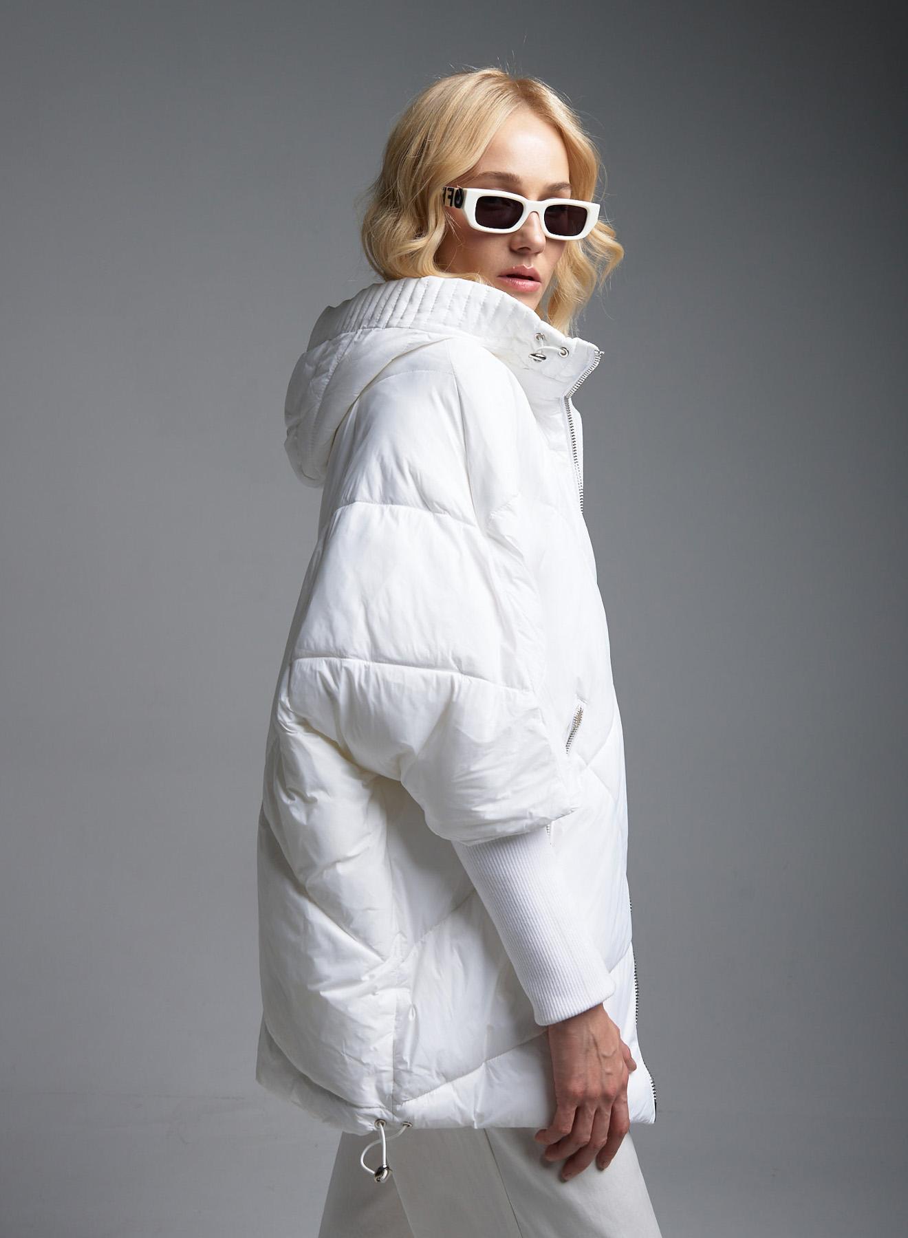 White puffer Jacket with hood Fly Luxury - 5