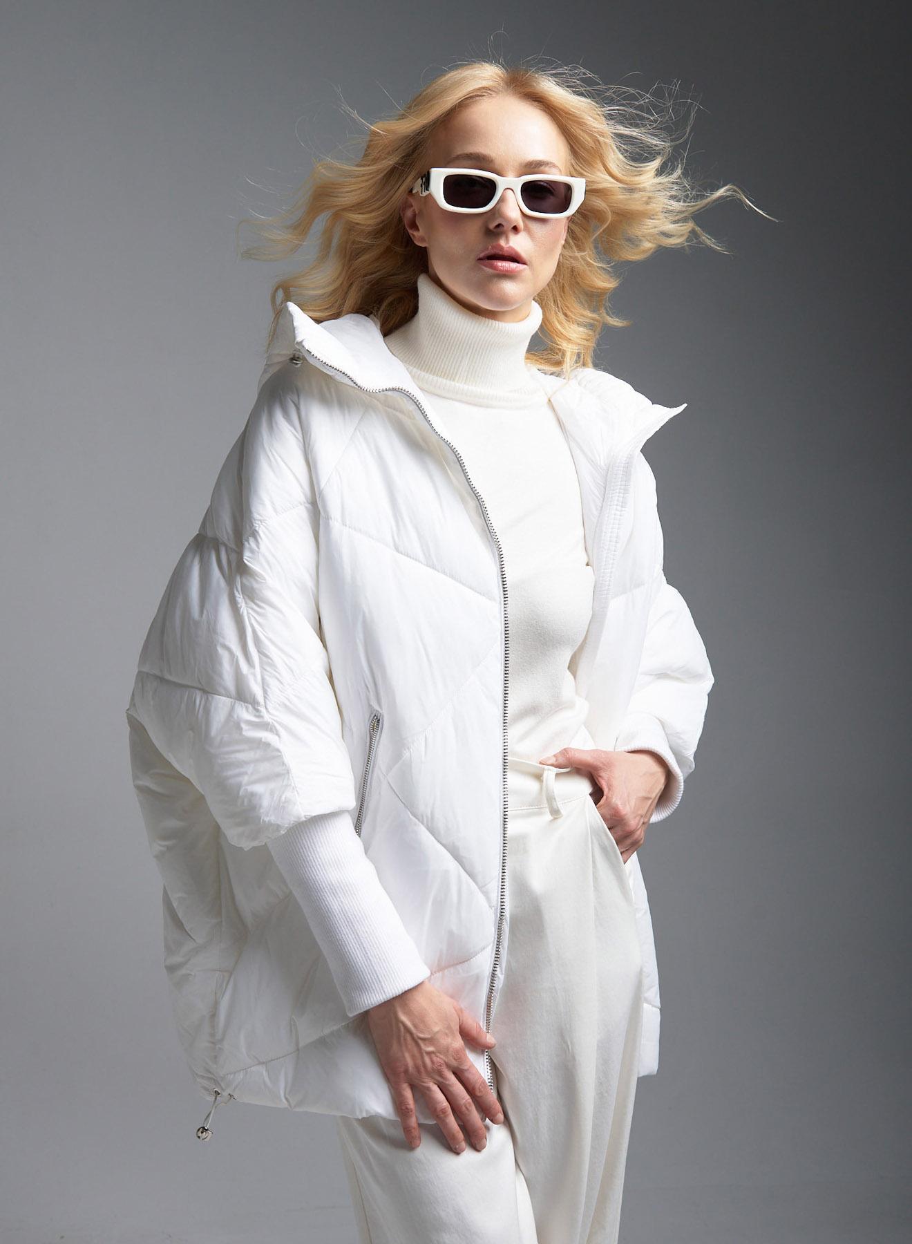 White puffer Jacket with hood Fly Luxury - 1