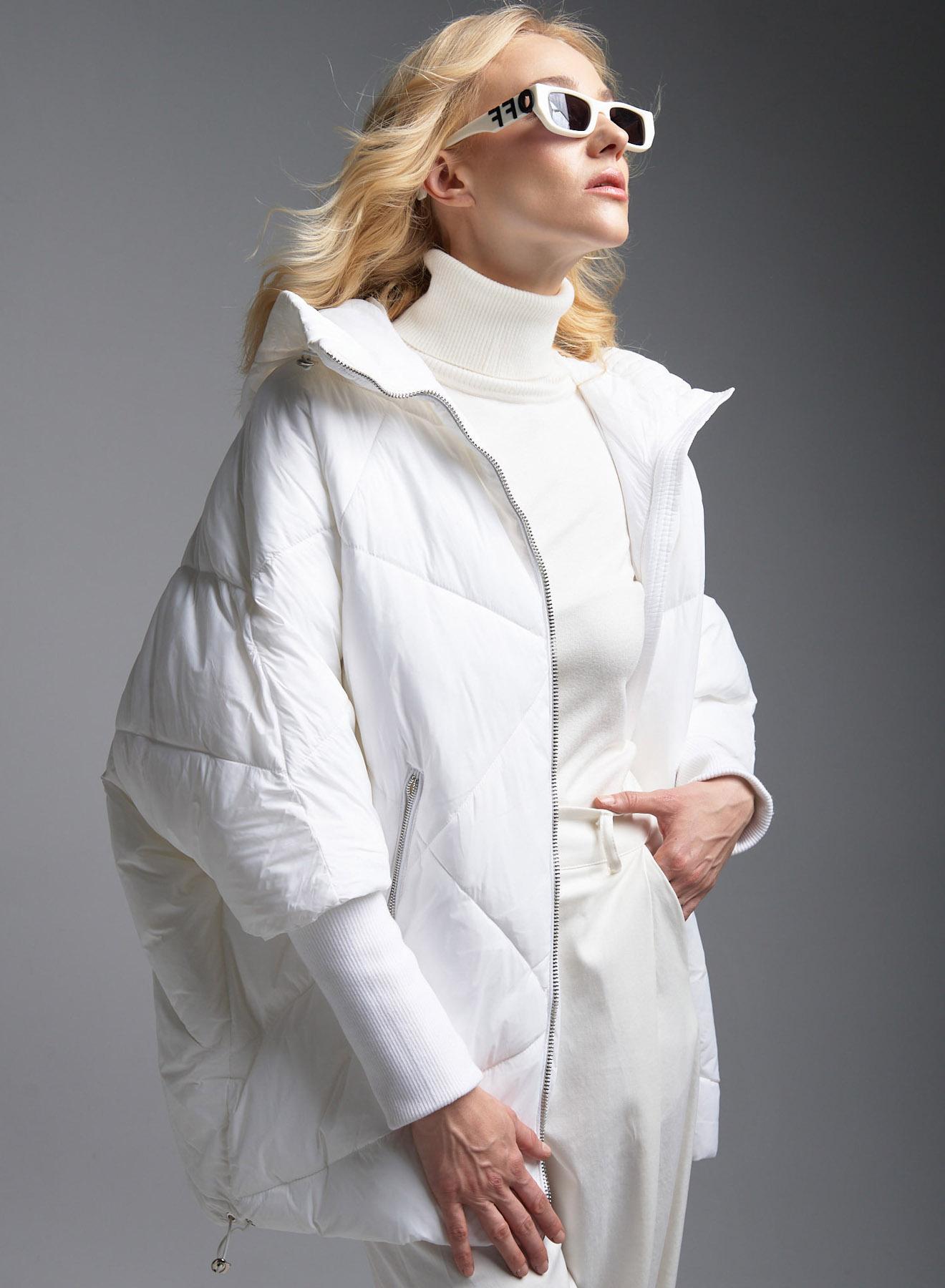 White puffer Jacket with hood Fly Luxury - 4