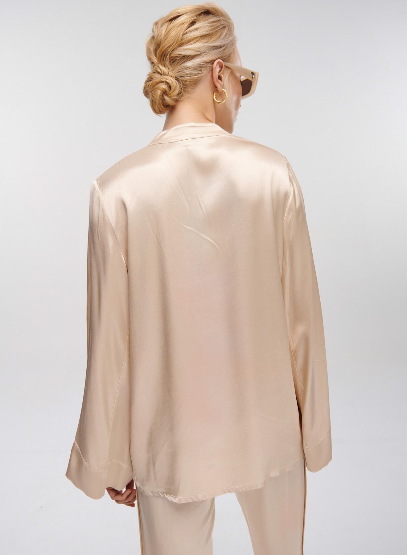 Champagne silky touch Blouse with long sleeves Greek Archaic Kori - 4