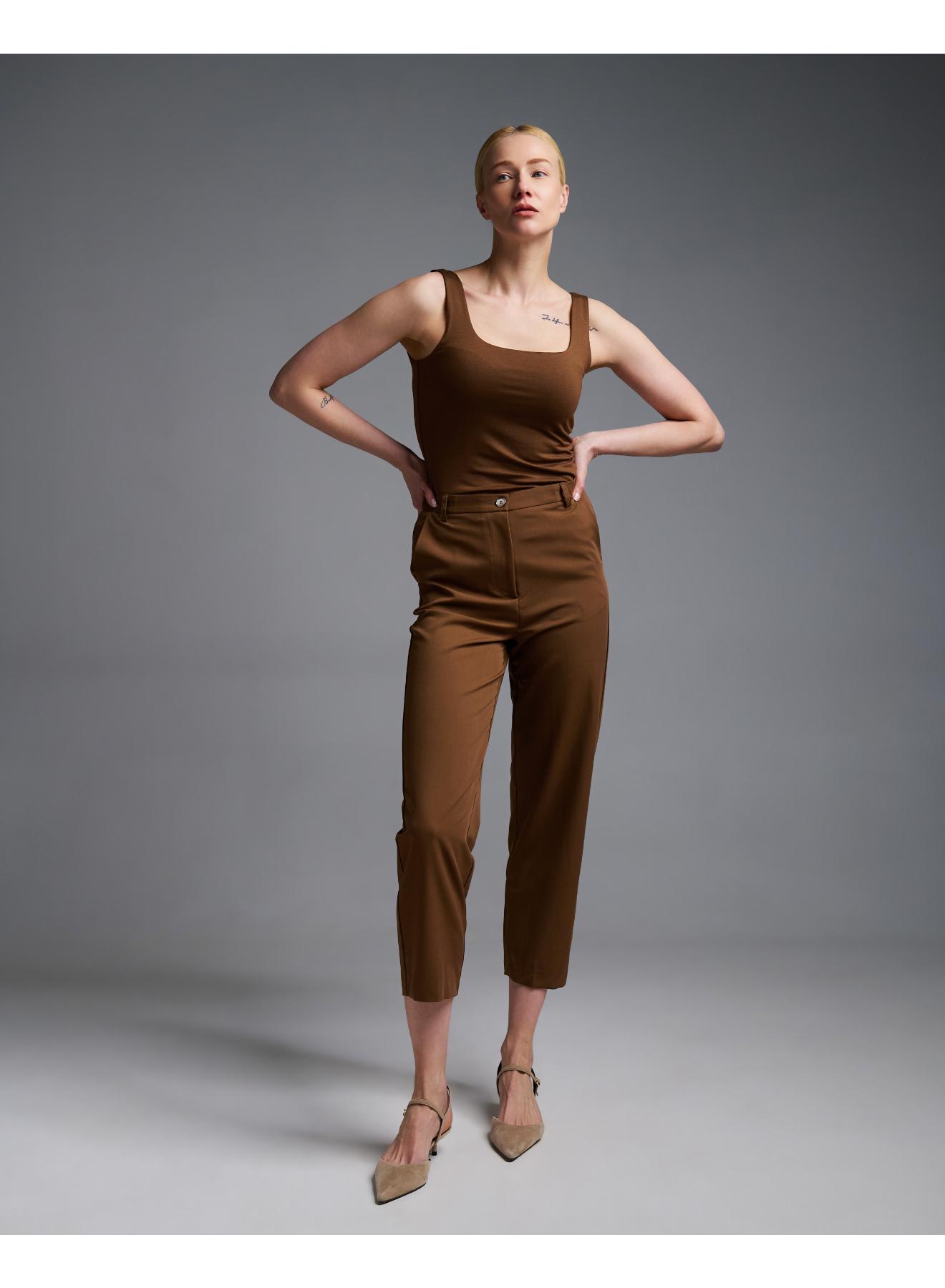 Brown Trousers with elasticated rear waistband Vicolo - 1