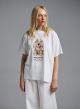 White printed cotton T-Shirt with rhinestones Vicolo - 0