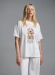 White printed cotton T-Shirt with rhinestones Vicolo - 3
