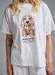 White printed cotton T-Shirt with rhinestones Vicolo - 4