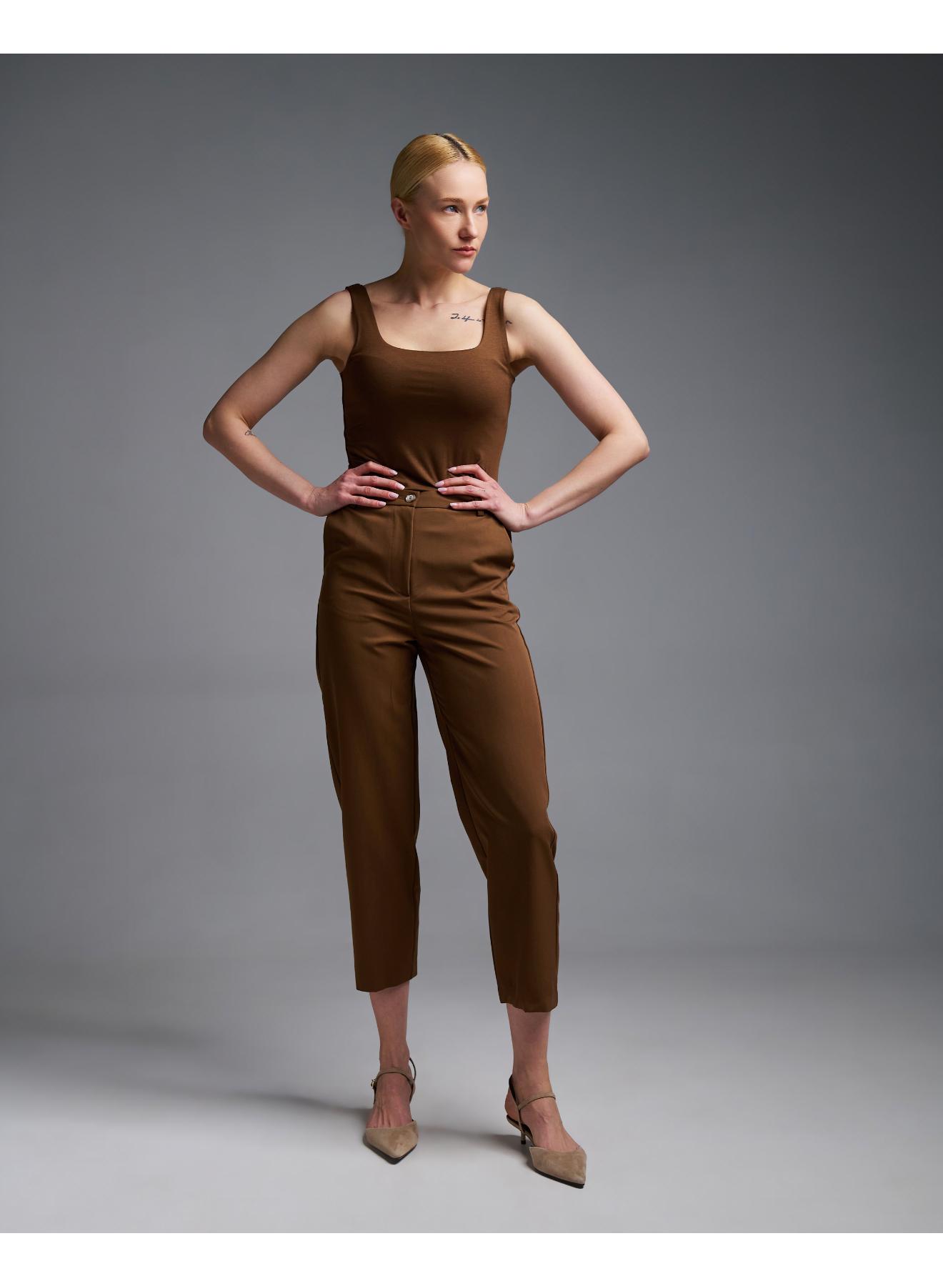 Brown Trousers with elasticated rear waistband Vicolo - 2