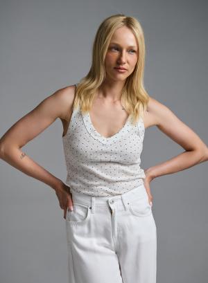 Λευκό πουά tank Top Vicolo - 62721