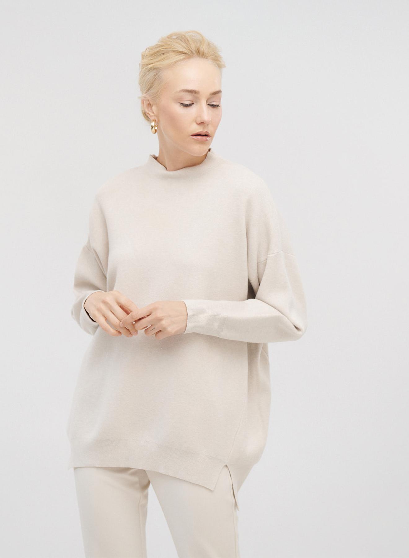 Half-turtleneck lose-fit knit blouse - 2