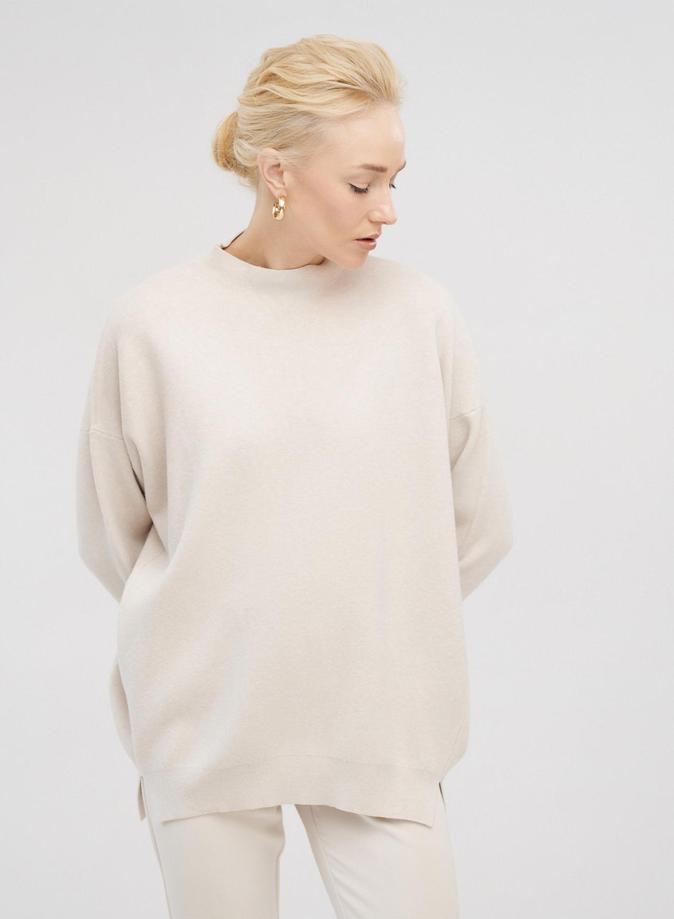 Half-turtleneck lose-fit knit blouse - 3
