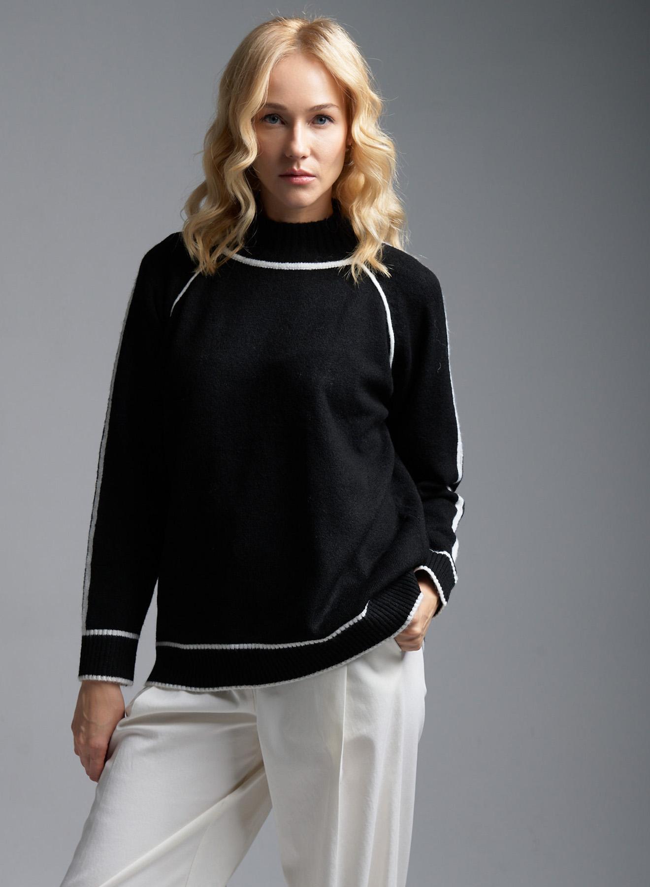 Black-White Half-turtleneck sweater ChicLink - 2