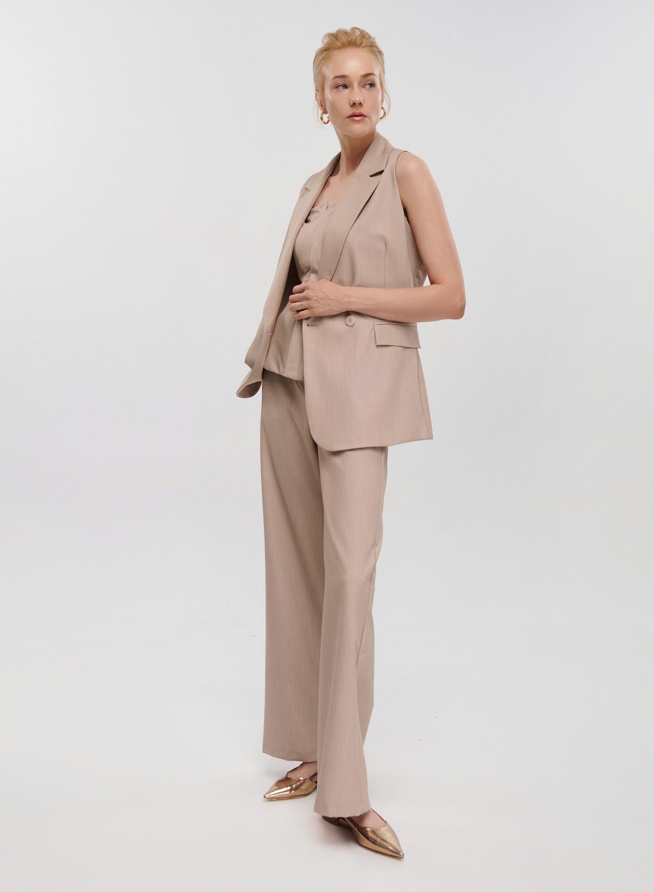 Beige Long double breasted waistcoat with lapels Motel - 4