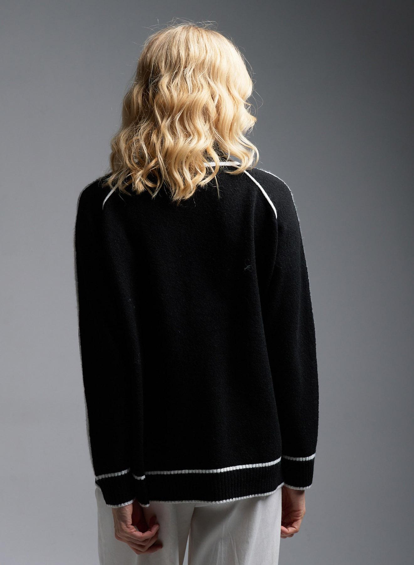 Black-White Half-turtleneck sweater ChicLink - 3