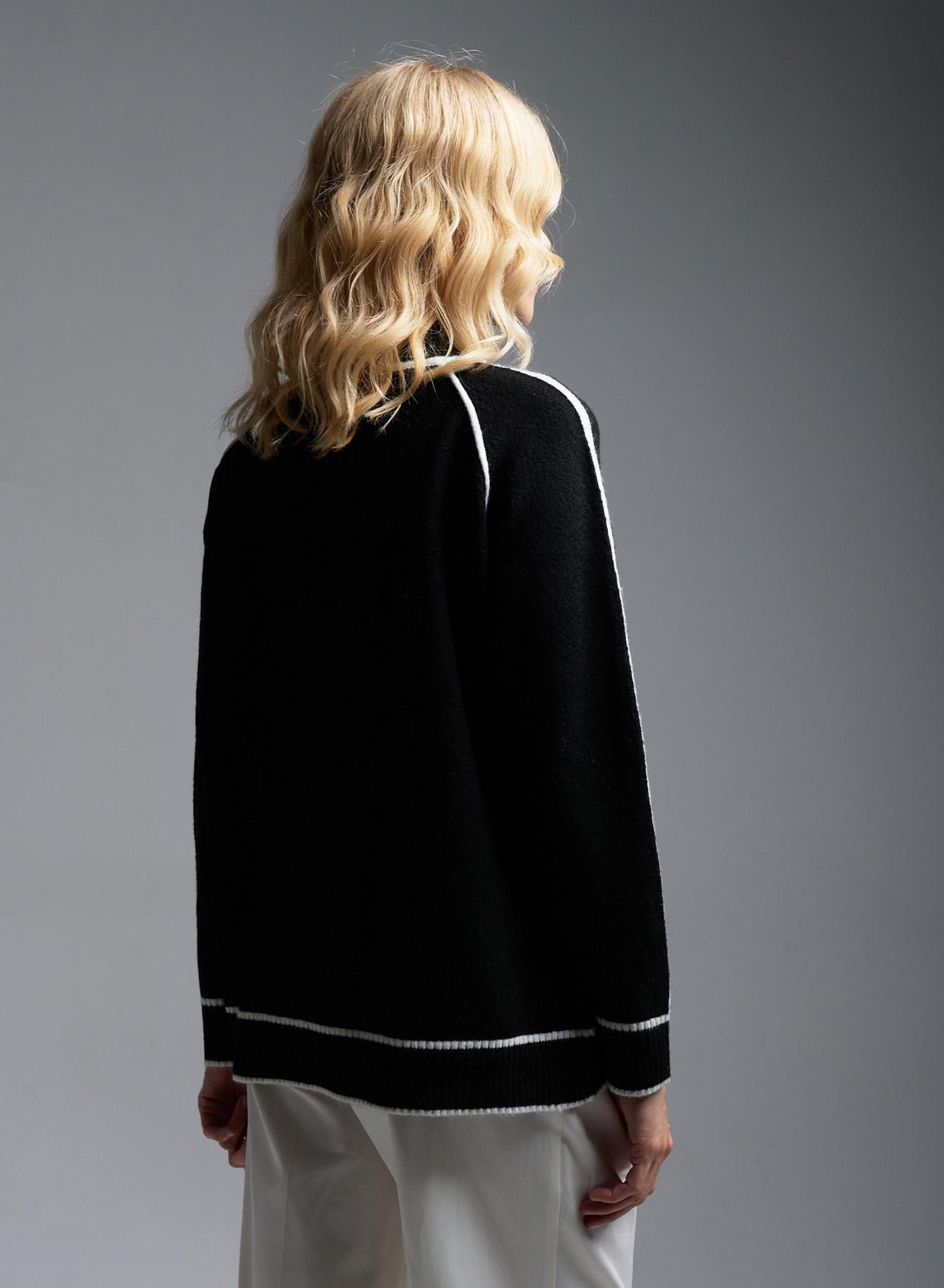 Black-White Half-turtleneck sweater ChicLink - 4