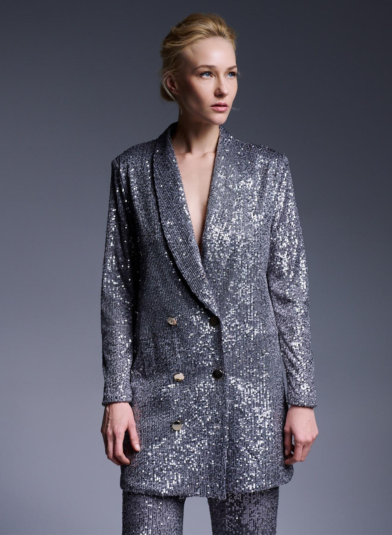 Double breasted jacket with sequins - 1