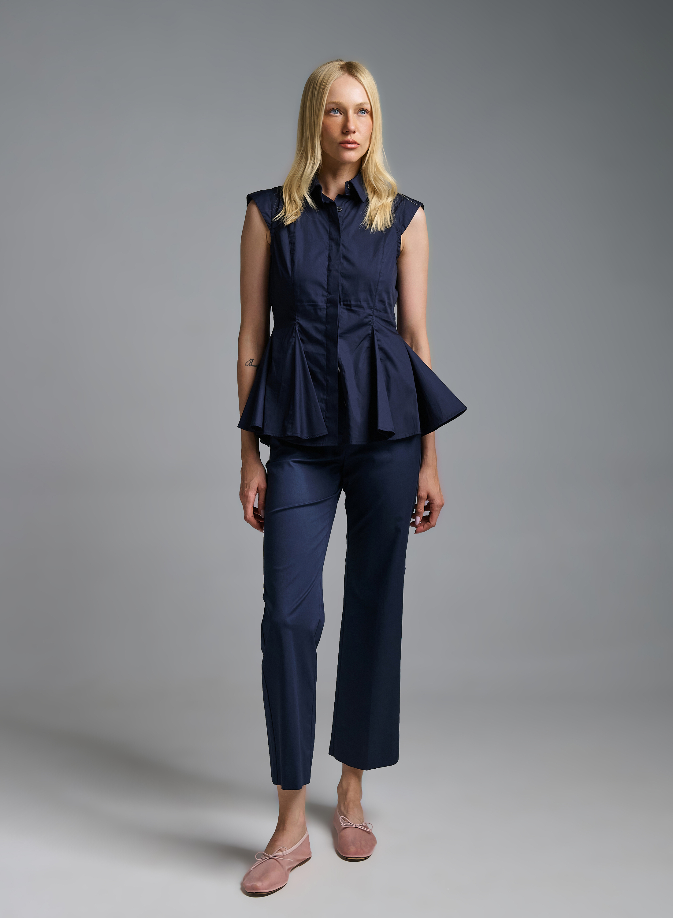 Navy Blue Παντελόνι σε ίσια γραμμή Emme Marella - 0