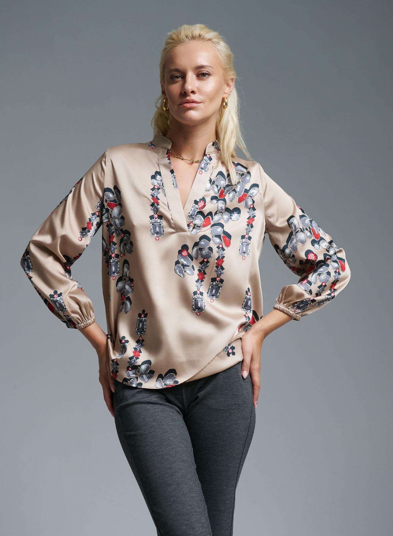 Beige printed Blouse Emme Marella - 3