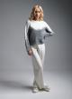 White-Grey Sweater with round neckline and with sequins Jean Luis Francoise - 1