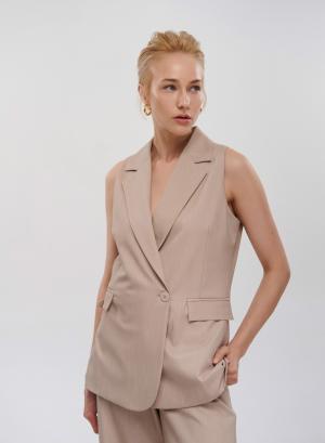 Beige Long double breasted waistcoat with lapels Motel - 33157