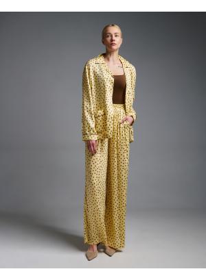 Yellow-Chocolate silky touch polka dot loose fit Pants Vicolo - 56233