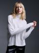 Knitted turtleneck top with side vents and rib details - 0