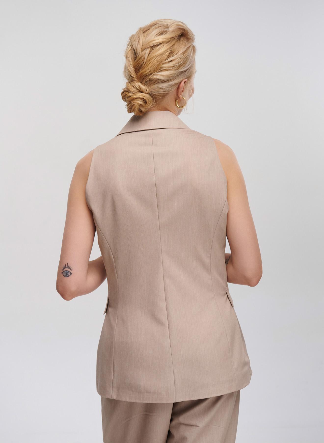 Beige Long double breasted waistcoat with lapels Motel - 3