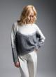 White-Grey Sweater with round neckline and with sequins Jean Luis Francoise - 2