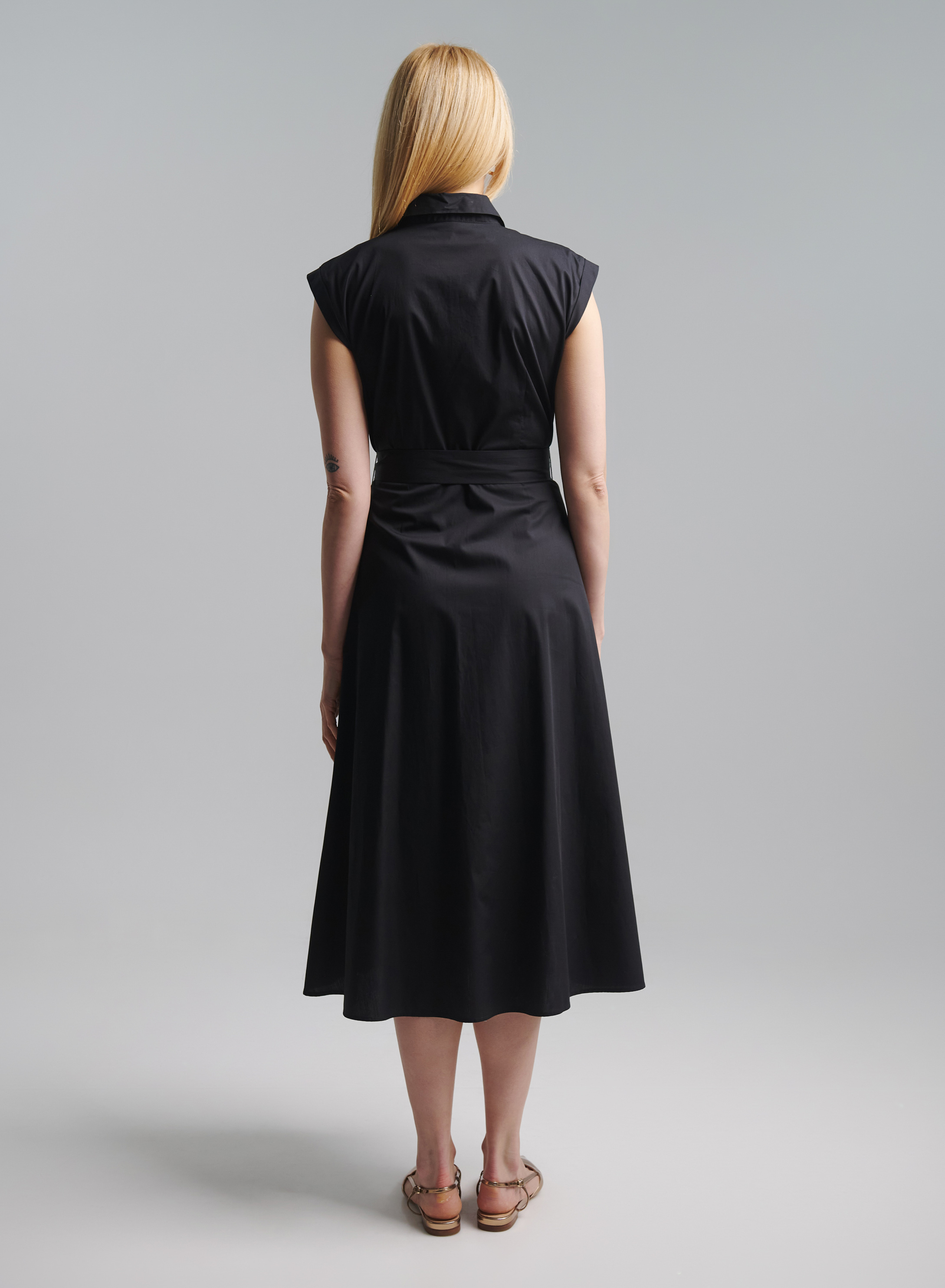 Black sleeveless chemisier Dress with same fabric belt Emme Marella - 4